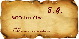 Bénics Gina névjegykártya